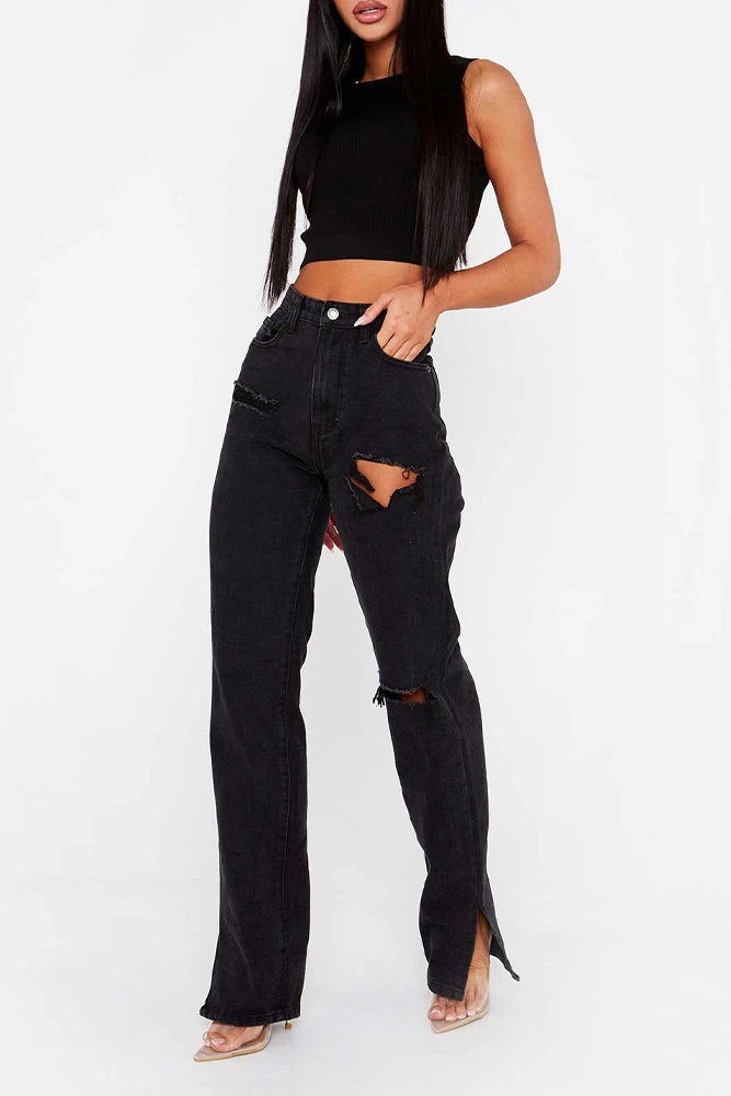 “NEW” Women’s Ripped & Distressed Jeans (Black)