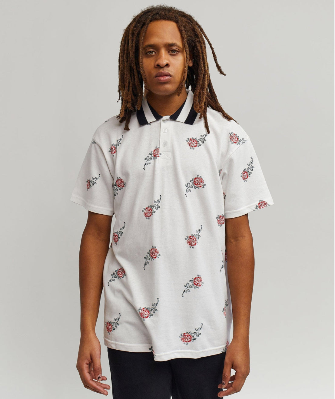“CLEARANCE” Reason Roses All Over Polo Shirt