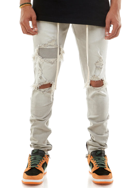 “NEW” KDNK Under Patch Ankle Zip Jeans (Grey)