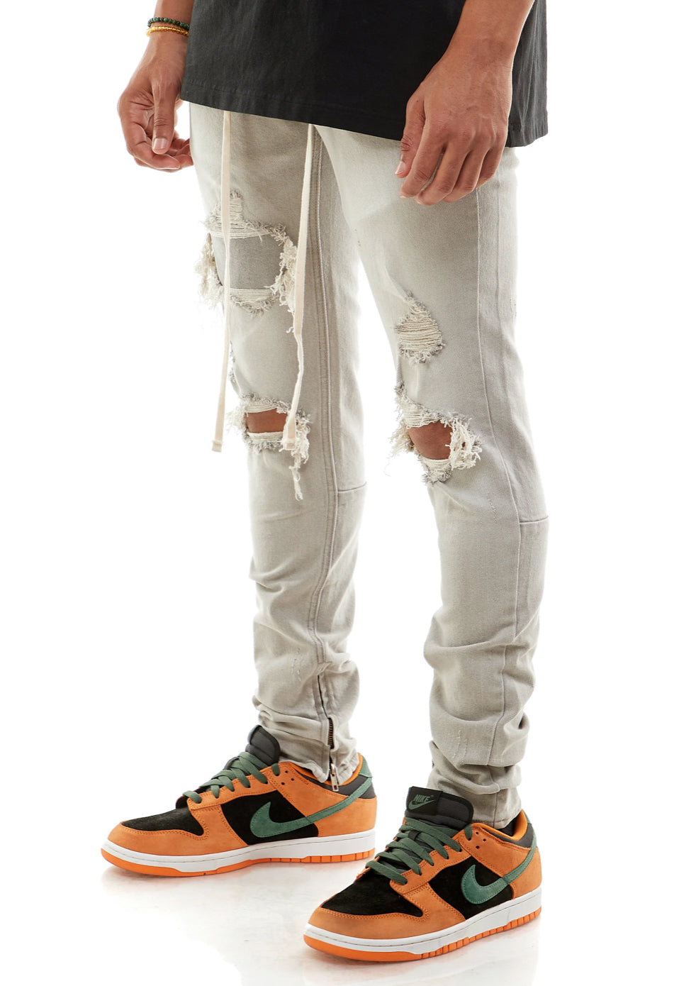 “NEW” KDNK Under Patch Ankle Zip Jeans (Grey)