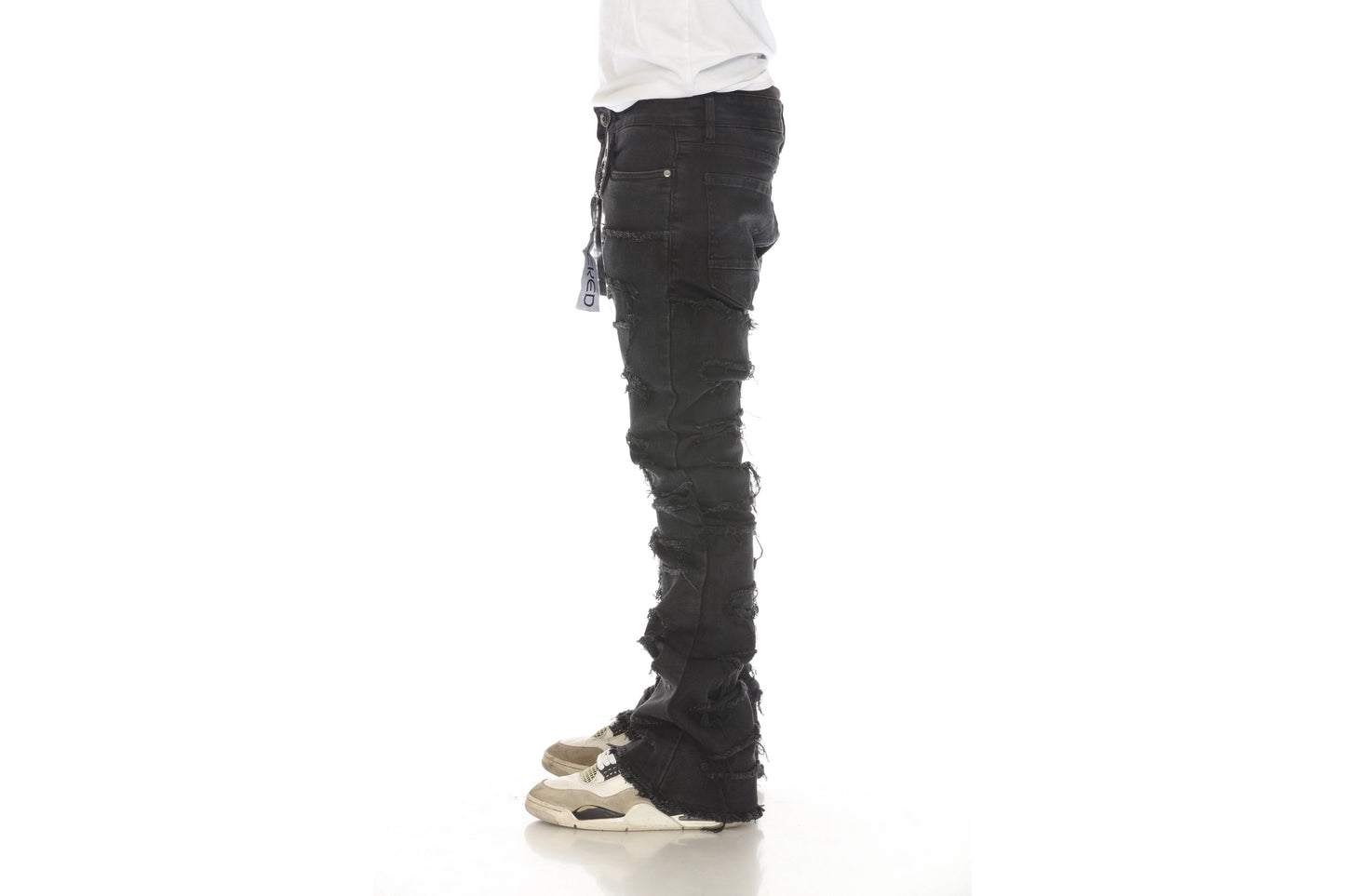 “NEW” KDNK Fate Zipper Stacked Black Jeans