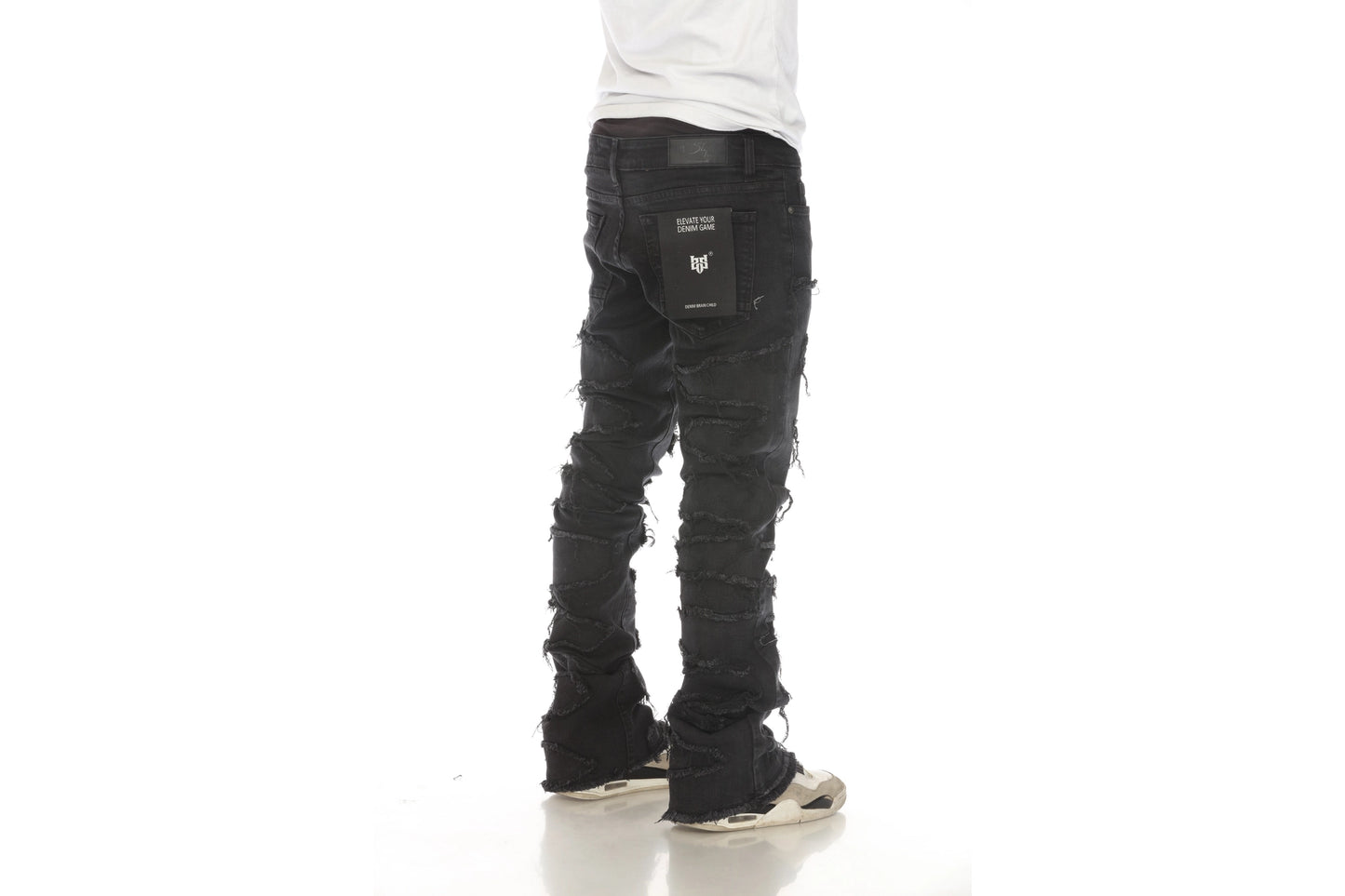 “NEW” KDNK Fate Zipper Stacked Black Jeans