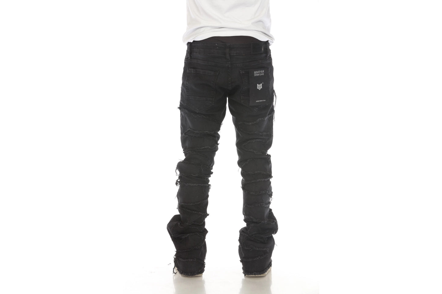 “NEW” KDNK Fate Zipper Stacked Black Jeans