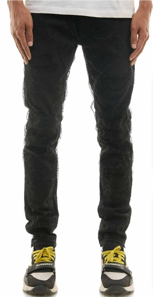 “NEW” KDNK Spider Web Skinny Black Jeans